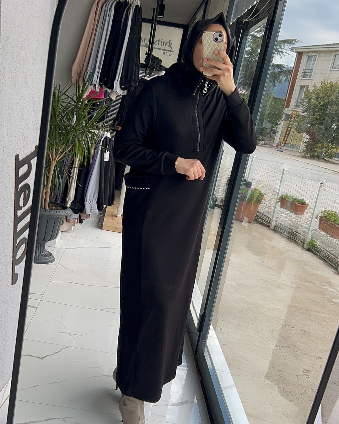 Levidor-Kürk detaylı sweat elbise