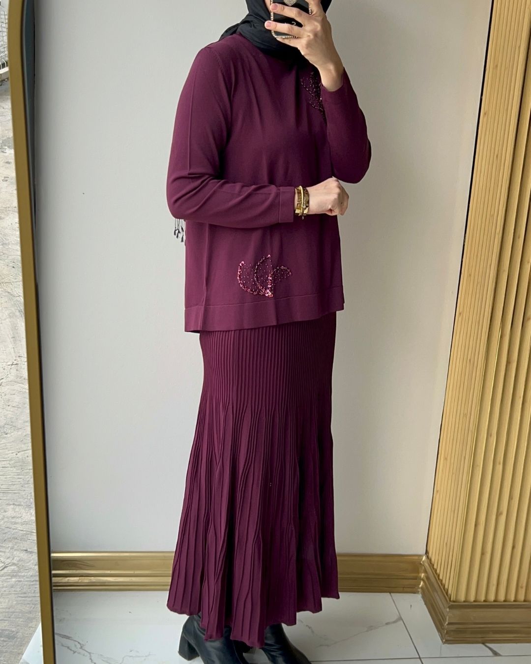 NUSS- MERSERİZE PULL NAKIŞLI ETEK TAKIM