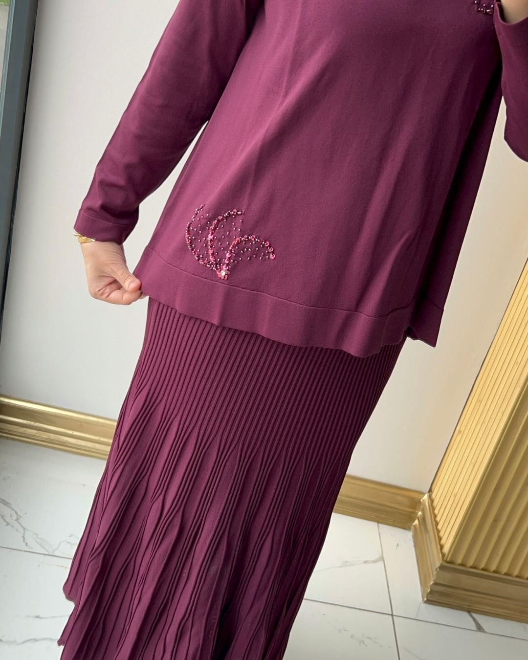 NUSS- MERSERİZE PULL NAKIŞLI ETEK TAKIM
