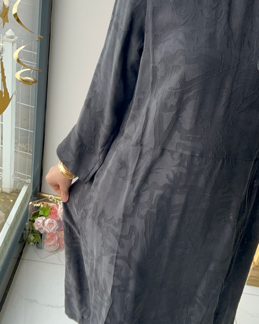 LİSSMORE- KENDİNDEN DESENLİ CUPRA ELBİSE