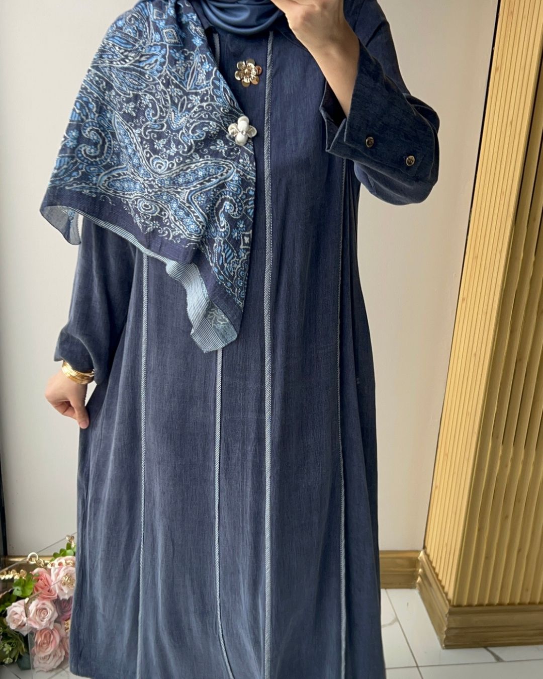 LİSSMORE- FULARLI CUPRA ELBİSE