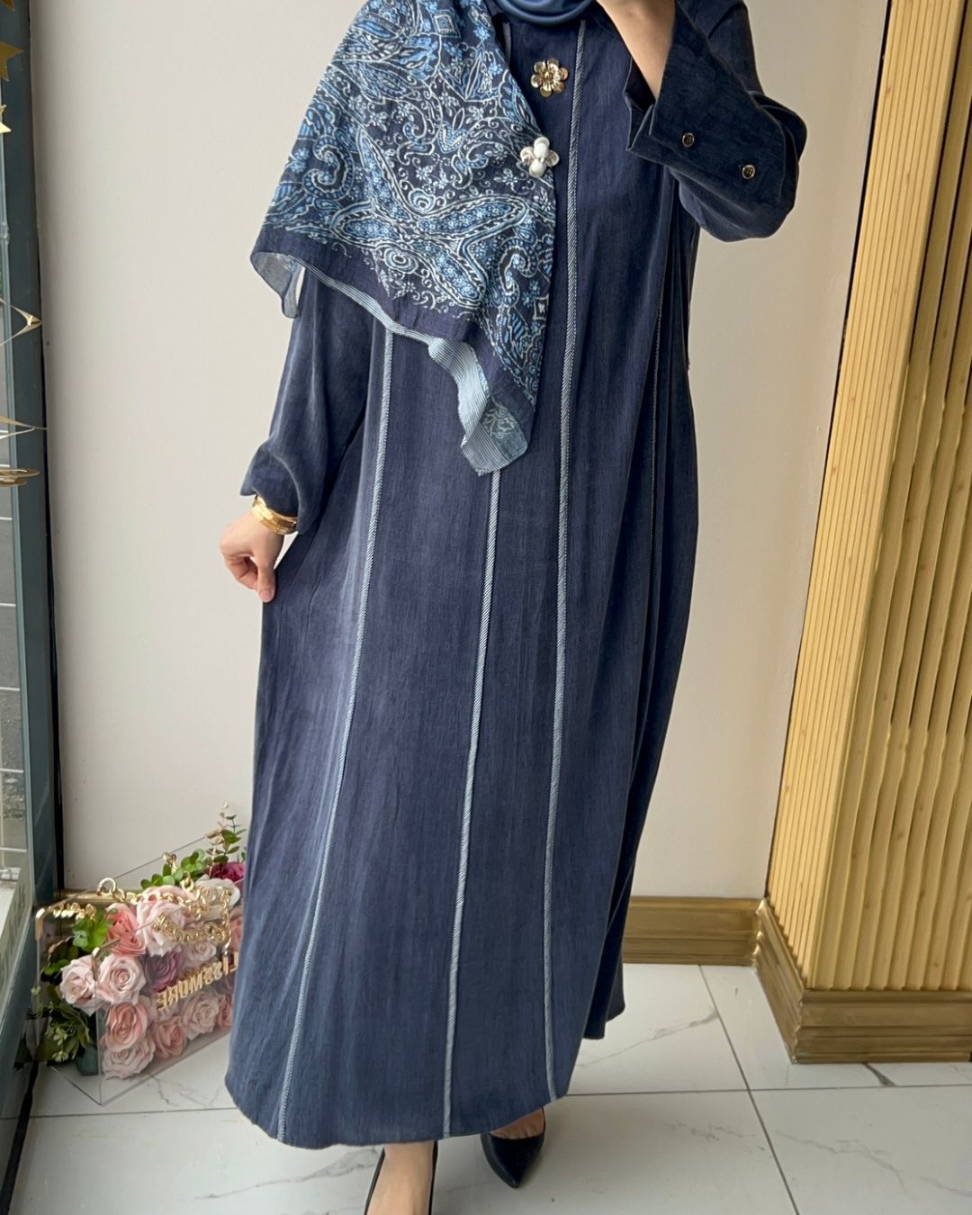 LİSSMORE- FULARLI CUPRA ELBİSE