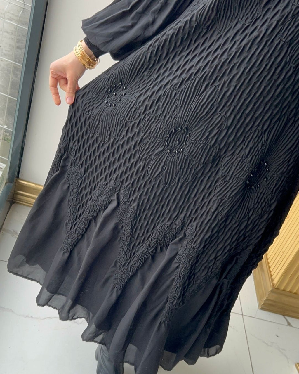 İTHAL- ÇİÇEK BONCUKLU ELBİSE