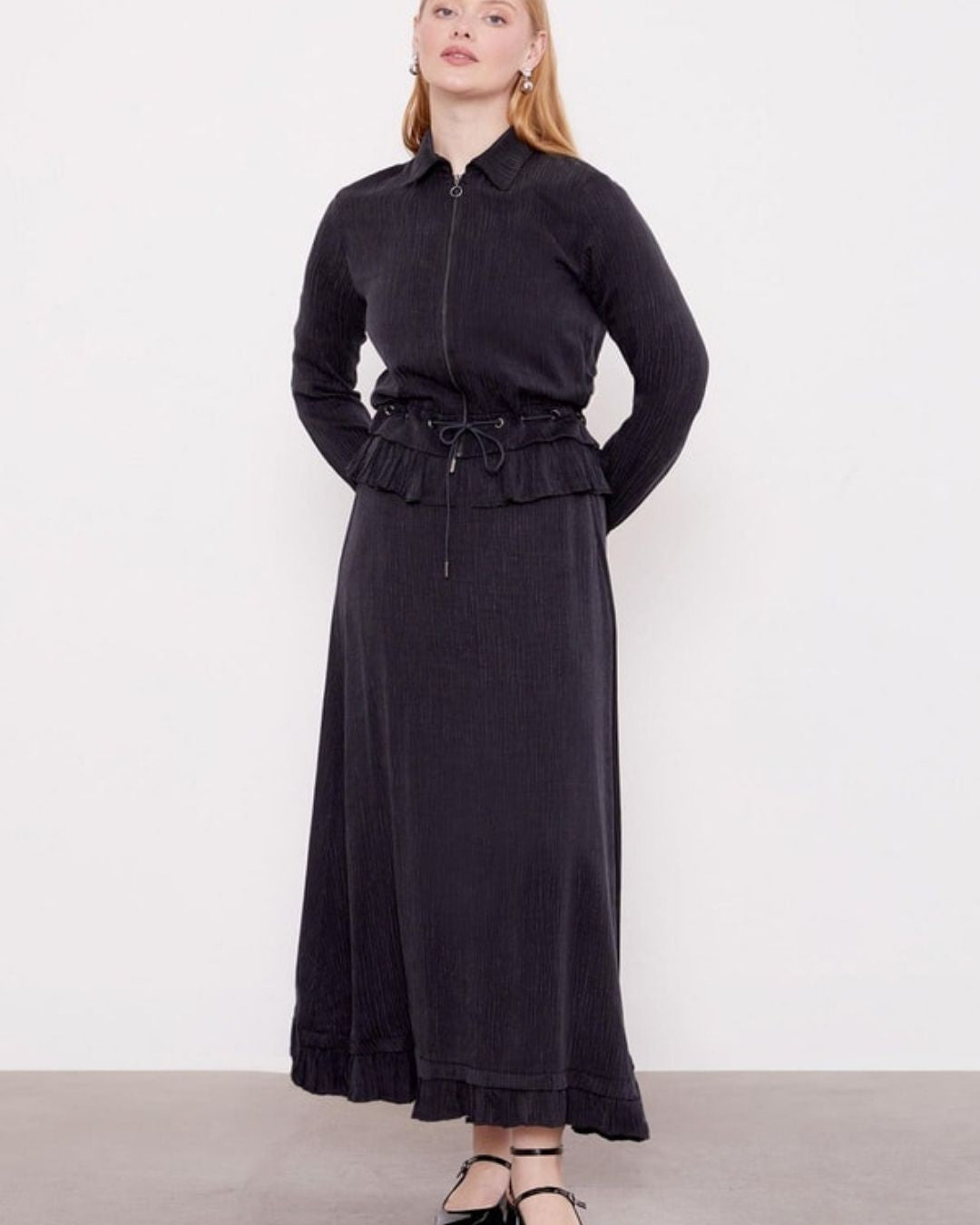 LEVİDOR- İPEK CUPRA FIRFIRLI ETEK TAKIM