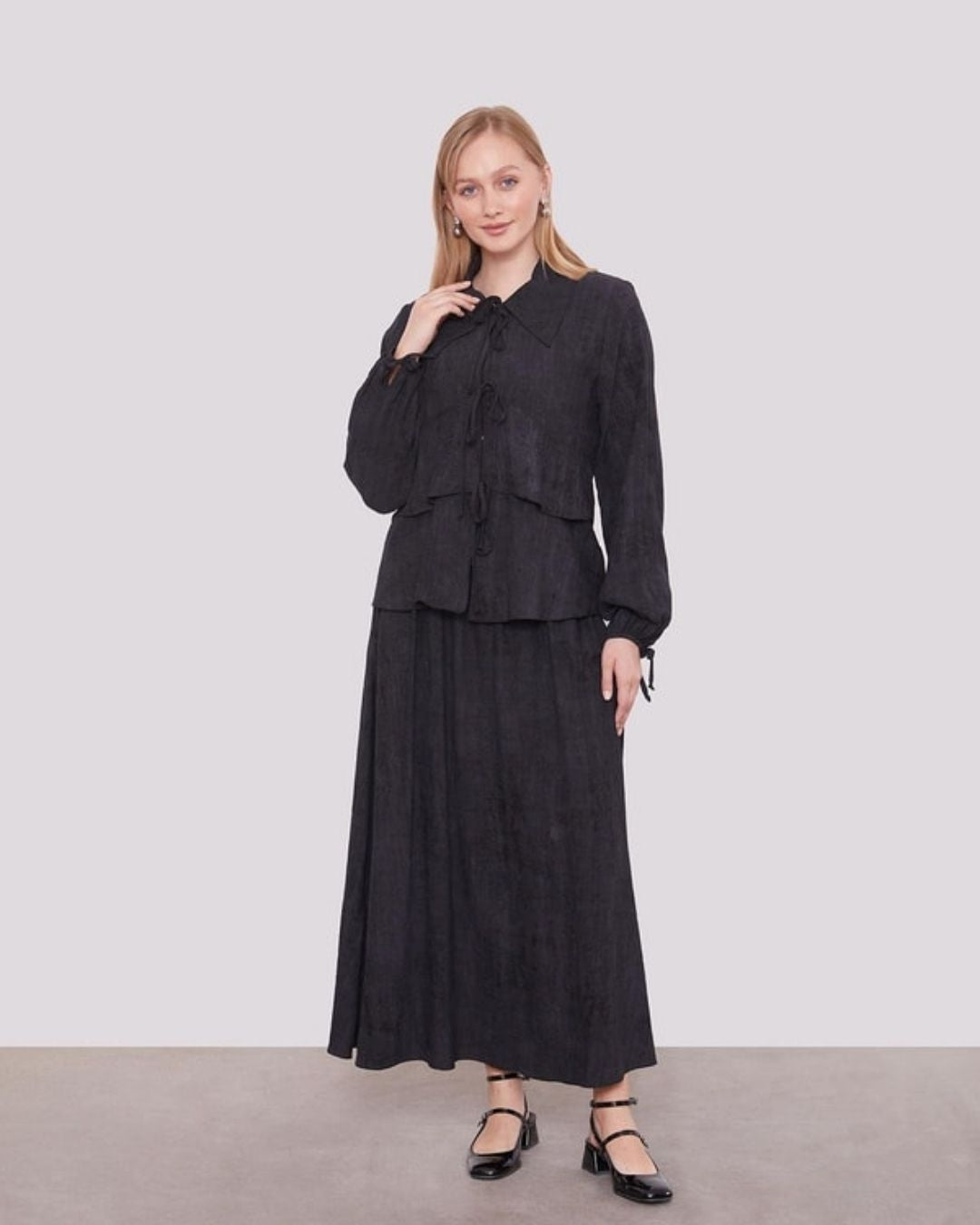 LEVİDOR- İPEK CUPRA FIRFIRLI ETEK TAKIM