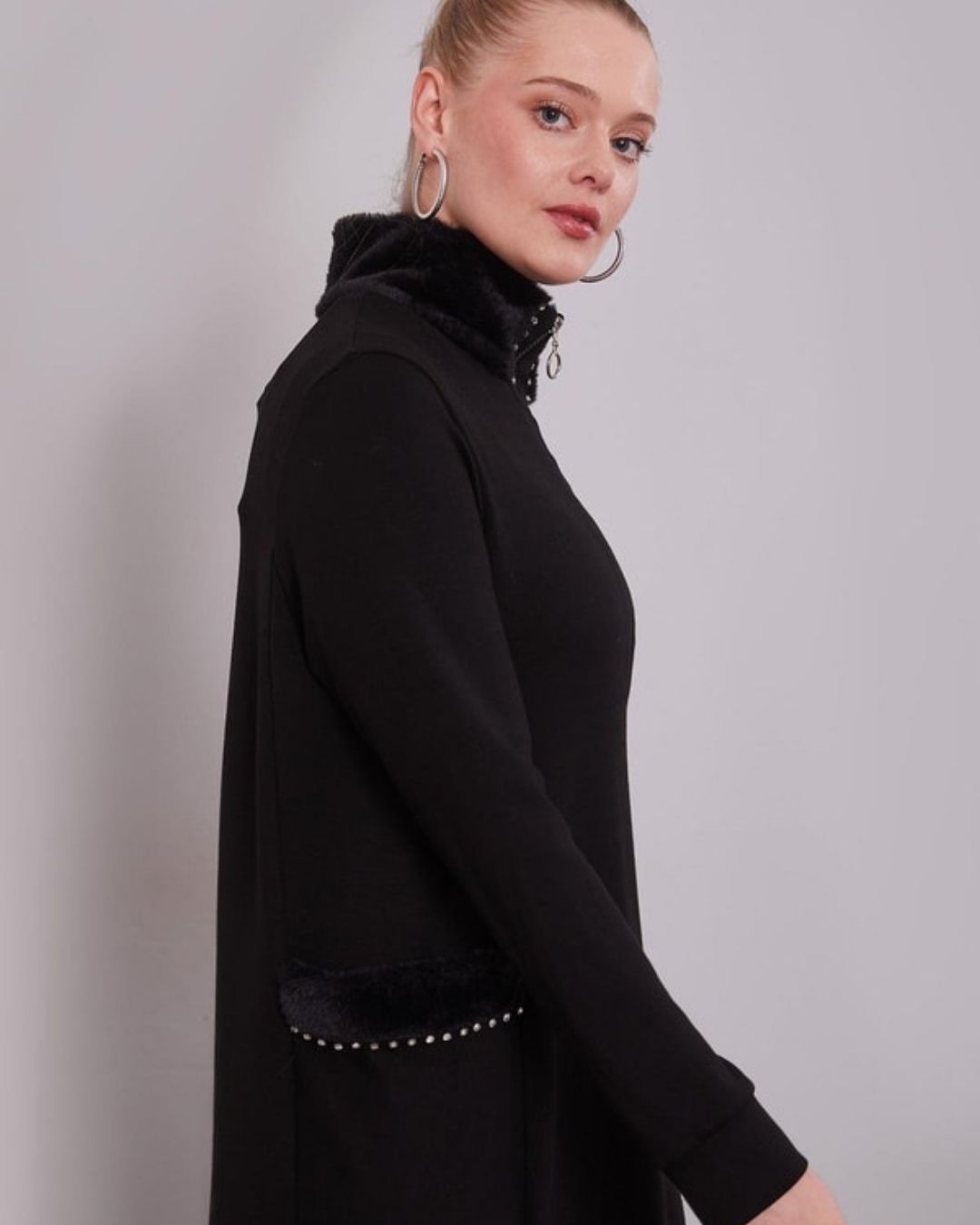 Levidor-Kürk detaylı sweat elbise