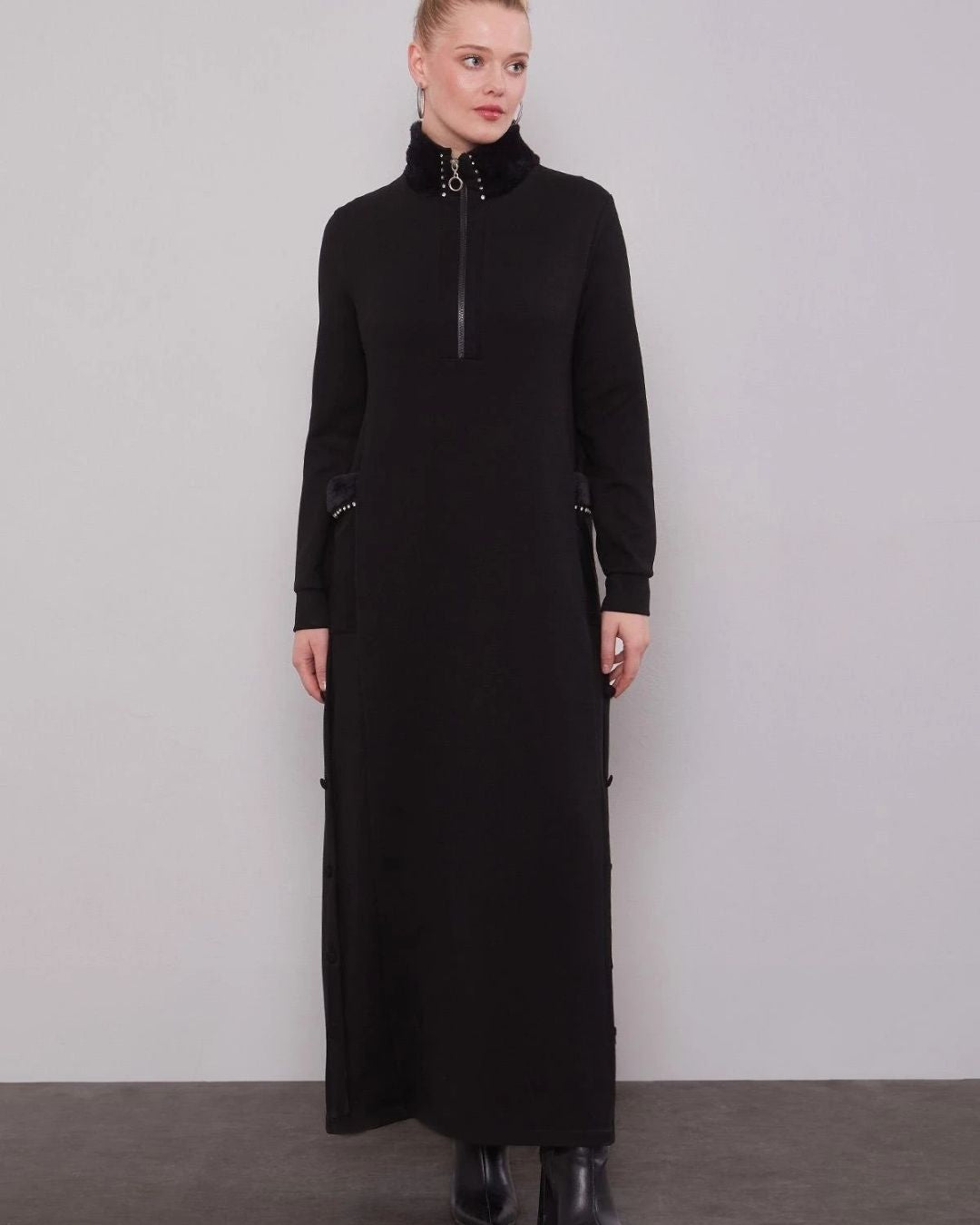 Levidor-Kürk detaylı sweat elbise