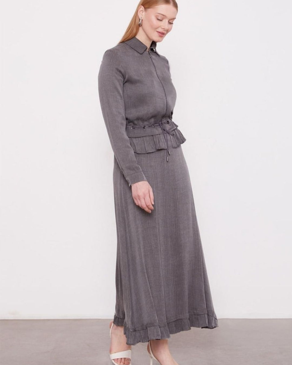 LEVİDOR- İPEK CUPRA FIRFIRLI ETEK TAKIM